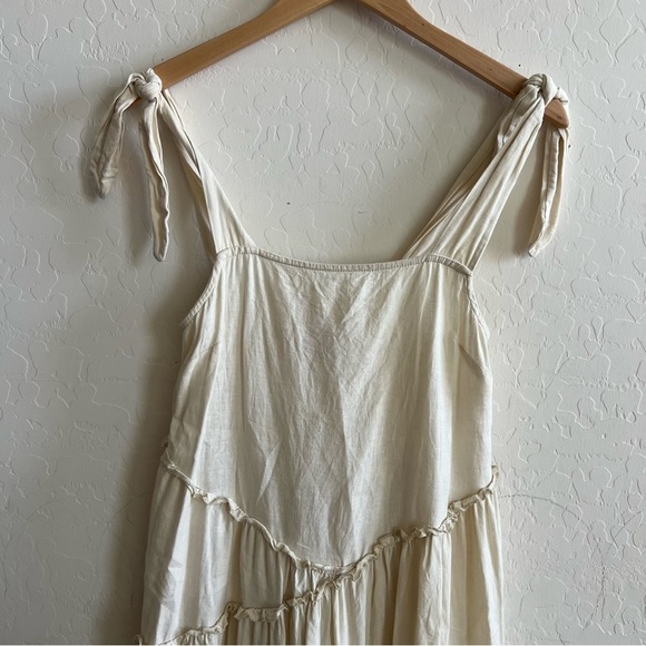 Urban Renewal Made In LA Linen Tie Shoulder Tiered Maxi Dress - Picture 6 of 9